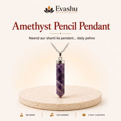 Authentic natural Amethyst Pencil Pendant for Calm Mind and Restful Sleep, shown as the main Evashu product view
