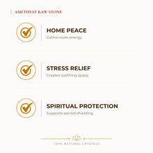 Load image into Gallery viewer, Amethyst Raw Stone benefits for calm mind and stress relief, explained in an Evashu natural-crystal guide
