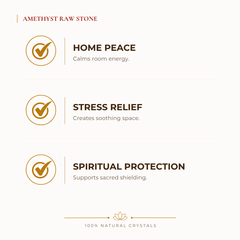 Amethyst Raw Stone benefits for calm mind and stress relief, explained in an Evashu natural-crystal guide