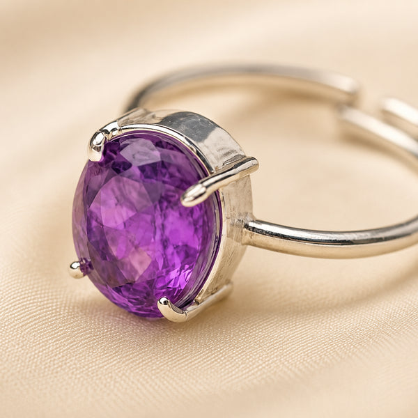 Close-up of authentic natural Amethyst showing crystal texture, colour and craftsmanship