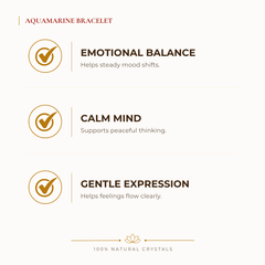 Aquamarine Bracelet benefits for calm mind and stress relief, explained in an Evashu natural-crystal guide