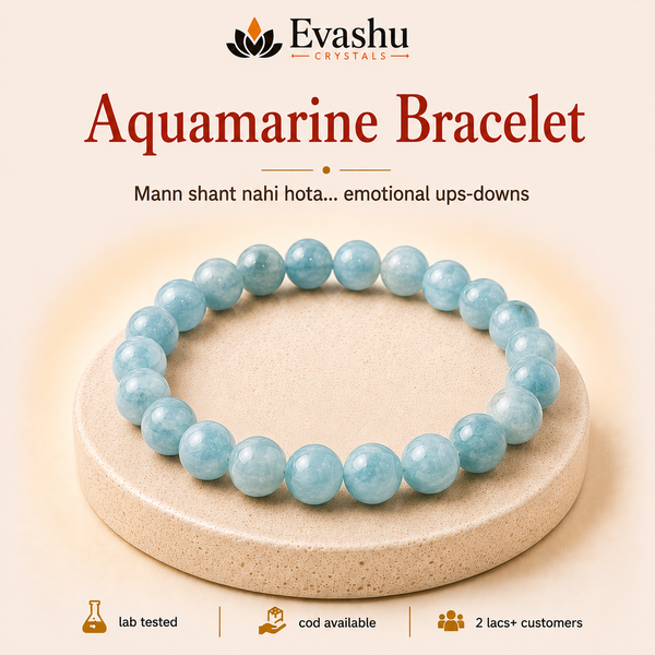 Authentic natural Aquamarine Bracelet for Emotional Balance and Calm Mind, shown as the main Evashu product view