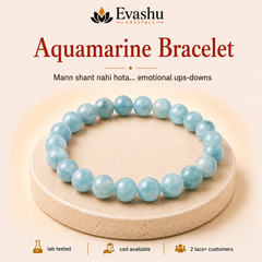 Authentic natural Aquamarine Bracelet for Emotional Balance and Calm Mind, shown as the main Evashu product view