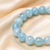Close-up of authentic natural Aquamarine showing crystal texture, colour and craftsmanship