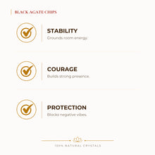 Load image into Gallery viewer, Black Agate Chips benefits for nazar protection and negative-energy shielding, explained in an Evashu natural-crystal guide

