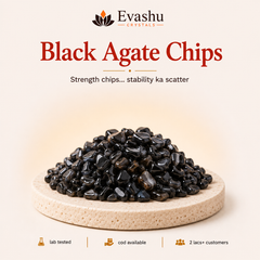 Authentic natural Black Agate Chips for Stability and Courage, shown as the main Evashu product view