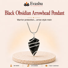 Load image into Gallery viewer, Authentic natural Black Obsidian Arrowhead Pendant for Warrior Protection and Clear Direction, shown as the main Evashu product view
