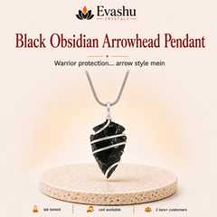 Authentic natural Black Obsidian Arrowhead Pendant for Warrior Protection and Clear Direction, shown as the main Evashu product view