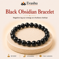 Authentic natural Black Obsidian Bracelet for Energy Shield and Grounding, shown as the main Evashu product view