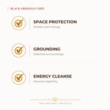 Load image into Gallery viewer, Black Obsidian Chips benefits for nazar protection and negative-energy shielding, explained in an Evashu natural-crystal guide
