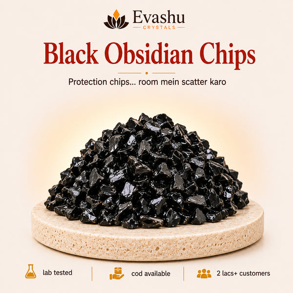 Authentic natural Black Obsidian Chips for Space Protection and Grounding, shown as the main Evashu product view