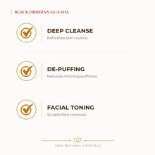 Load image into Gallery viewer, Black Obsidian Gua Sha benefits for grounding and balanced energy, explained in an Evashu natural-crystal guide

