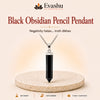 Authentic natural Black Obsidian Pencil Pendant for Negativity Shield and Truth Clarity, shown as the main Evashu product view