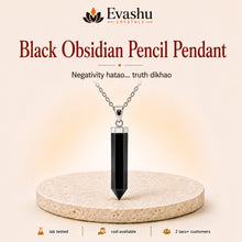 Load image into Gallery viewer, Authentic natural Black Obsidian Pencil Pendant for Negativity Shield and Truth Clarity, shown as the main Evashu product view

