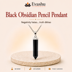 Authentic natural Black Obsidian Pencil Pendant for Negativity Shield and Truth Clarity, shown as the main Evashu product view
