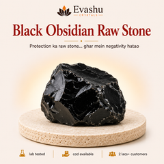 Authentic natural Black Obsidian Raw Stone for Home Protection and Grounding, shown as the main Evashu product view