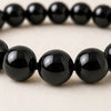 Close-up of authentic natural Black Onyx showing crystal texture, colour and craftsmanship