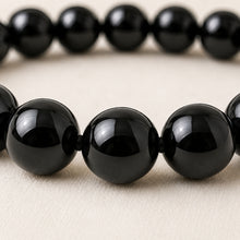 Load image into Gallery viewer, Close-up of authentic natural Black Onyx showing crystal texture, colour and craftsmanship
