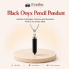 Authentic natural Black Onyx Pencil Pendant for Inner Strength and Daily Stamina, shown as the main Evashu product view