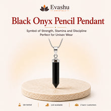 Load image into Gallery viewer, Authentic natural Black Onyx Pencil Pendant for Inner Strength and Daily Stamina, shown as the main Evashu product view

