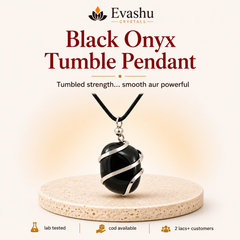Authentic natural Black Onyx Tumble Pendant for Smooth Strength and Steady Stamina, shown as the main Evashu product view