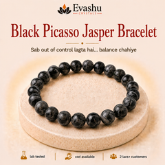 Authentic natural Black Picasso Jasper Bracelet for Balance and Grounding, shown as the main Evashu product view