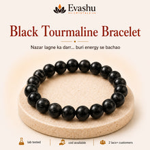 Load image into Gallery viewer, Authentic natural Black Tourmaline Bracelet for Nazar Shield and Energy Protection, shown as the main Evashu product view
