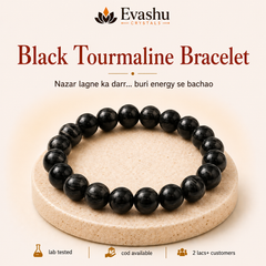 Authentic natural Black Tourmaline Bracelet for Nazar Shield and Energy Protection, shown as the main Evashu product view