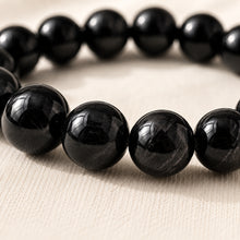 Load image into Gallery viewer, Close-up of authentic natural Black Tourmaline showing crystal texture, colour and craftsmanship
