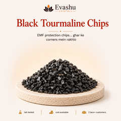 Authentic natural Black Tourmaline Chips for EMF Shield and Room Protection, shown as the main Evashu product view