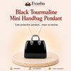 Authentic natural Black Tourmaline Mini Handbag Pendant for Daily Protection and Grounded Energy, shown as the main Evashu product view