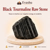 Authentic natural Black Tourmaline Raw Stone for EMF Shield and Home Protection, shown as the main Evashu product view