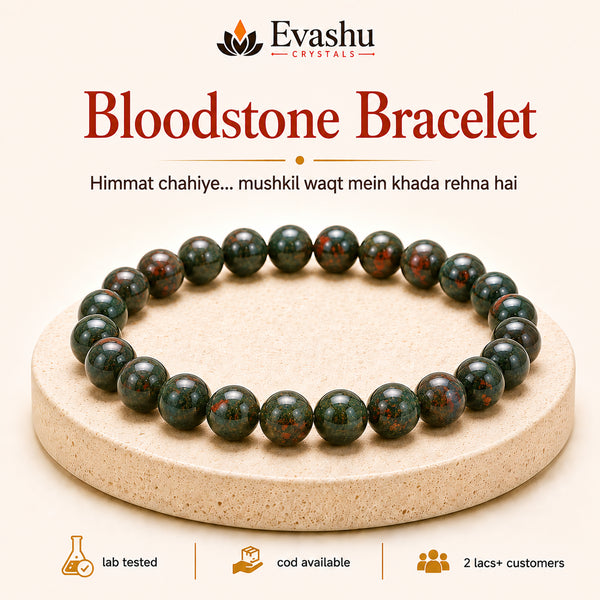 Authentic natural Bloodstone Bracelet for Courage and Inner Strength, shown as the main Evashu product view