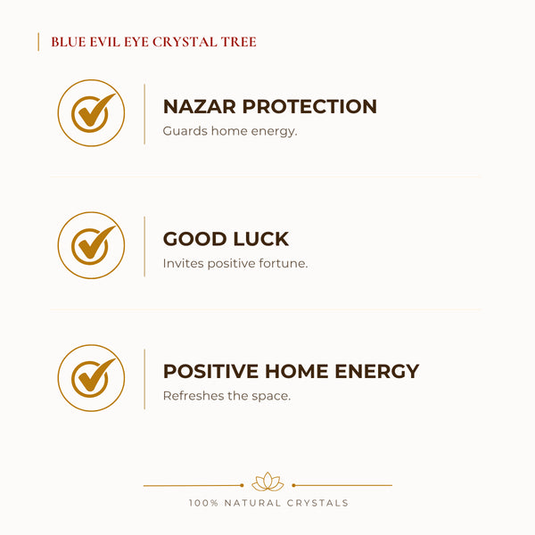 Blue Evil Eye Crystal Tree benefits for nazar protection and negative-energy shielding, explained in an Evashu natural-crystal guide