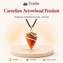 Load image into Gallery viewer, Authentic natural Carnelian Arrowhead Pendant for Vitality Boost and Action Motivation, shown as the main Evashu product view
