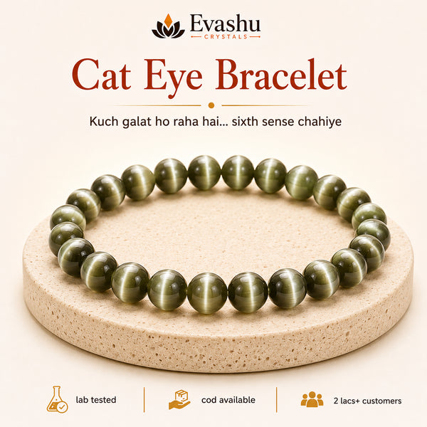 Authentic natural Cat Eye Bracelet for Sharp Intuition and Hidden Protection, shown as the main Evashu product view