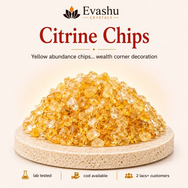 Authentic natural Citrine Chips for Wealth Décor and Abundance Energy, shown as the main Evashu product view