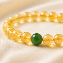 Load image into Gallery viewer, Close-up of authentic natural Green Jade and Citrine showing crystal texture, colour and craftsmanship
