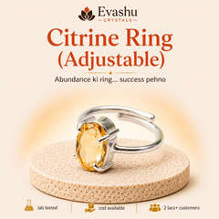 Authentic natural Citrine Adjustable Ring for Abundance Energy and Success Mindset, shown as the main Evashu product view