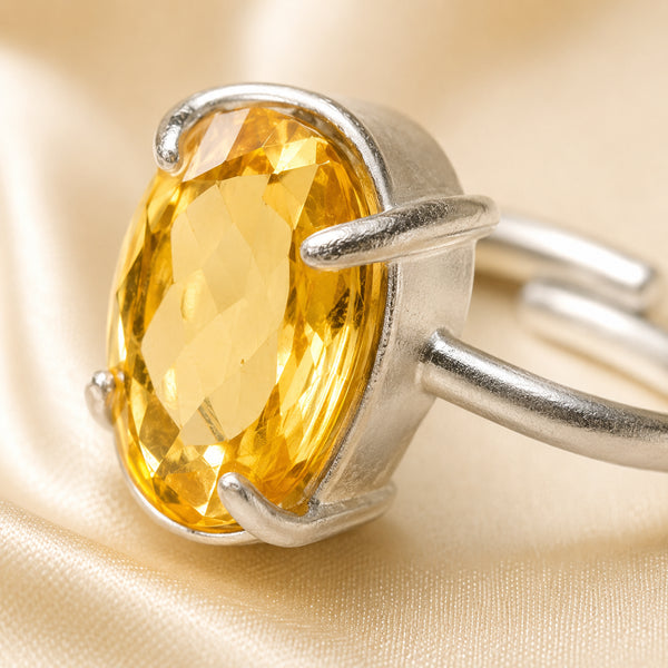 Close-up of authentic natural Citrine showing crystal texture, colour and craftsmanship