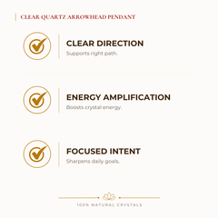 Clear Quartz Arrowhead Pendant benefits for focus and mental clarity, explained in an Evashu natural-crystal guide