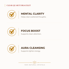 Clear Quartz Bracelet benefits for focus and mental clarity, explained in an Evashu natural-crystal guide