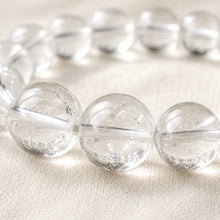 Load image into Gallery viewer, Close-up of authentic natural Clear Quartz and Sphatik showing crystal texture, colour and craftsmanship – clear quartz bracelet energy healing spiritual growth
