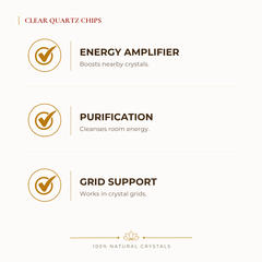 Clear Quartz Chips benefits for focus and mental clarity, explained in an Evashu natural-crystal guide