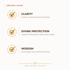 Sphatik Ganesh Idol benefits for focus and mental clarity, explained in an Evashu natural-crystal guide