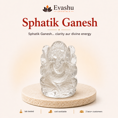 Authentic natural Sphatik Ganesh Idol for Clarity and Divine Protection, shown as the main Evashu product view