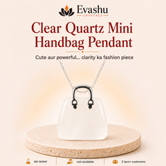 Authentic natural Clear Quartz Mini Handbag Pendant for Daily Energy and Mental Clarity, shown as the main Evashu product view