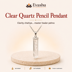 Authentic natural Clear Quartz Pencil Pendant for Mental Clarity and Energy Amplification, shown as the main Evashu product view