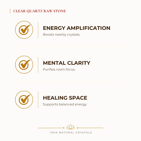 Clear Quartz Raw Stone benefits for focus and mental clarity, explained in an Evashu natural-crystal guide