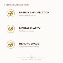 Clear Quartz Raw Stone benefits for focus and mental clarity, explained in an Evashu natural-crystal guide